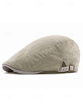 preiswerte Herrenhüte-Verstellbare Schiebermütze aus Leinen für Herren, leichte, atmungsaktive Zeitungsjungenmütze mit Streifendetail, Vintage-Ivy-Cap-Stil für Freizeitausflüge und den Alltag