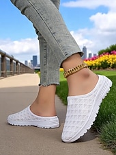 billige Sneakers til kvinner-Rosa nettingsko til dame – lette, pustende mullesneakers for utendørs trening, bypendling og uformelle reiser