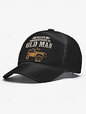 abordables Chapeaux pour hommes-Casquette de baseball vintage pour homme avec imprimé Jeep « Ne sous-estimez jamais un vieil homme » – Casquette ajustable en coton pour papa, idéale pour l&#039;extérieur, la conduite et les loisirs