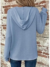 abordables Sweats à capuche-Femmes Chemisier Couleur Unie Élégant Occasionnel manche longue À capuche Hauts Réguliers Quotidien Boutons Noir Vert Véronèse bleu marine Bleu Marron Printemps Automne Hiver