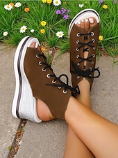 tanie Casual sandały-damskie sandały na koturnie z denimu, modne letnie buty z odkrytymi palcami, idealne na basen, wyjścia na brunch i do nadmorskich kawiarni