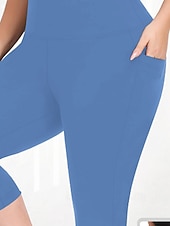 abordables Sports Grande Taille &amp; Grossesse-Femmes leggings de pilates Jambières Capri pantalon de sport Avec Poches Léger Pilates Salle de sport Course Leggings Capri Couleur Unie Gris foncé Noir Vert Véronèse Grande taille Des sports Tenues