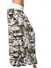 economico gamba larga e vita alta-Per donna Pantaloni Pantaloni Palazzo Moda Boho Lunghezza intera Misura del girovita medio Stampa Mimetico Elastico in vita Comodo Confortevole Micro-elastico Streetwear Abbigliamento quotidiano