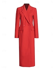 cheap Floor Length-Blazer Dress Mother of the Bride Dress Tuxedo Dress Elegant Shirt Collar Ankle Length Polyester Long Sleeve with Solid Color