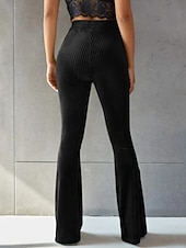 cheap Women's Flare Pants-Women's Corduroy Pants Bell Bottom Fashion Streetwear Full Length Natural Plain Elastic Waist Outdoor Comfortable Outdoor Street Weekend claret Deep Green Apricot Grey Fall Regular Fit