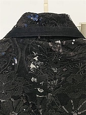 baratos Terninhos de calça da mamãe-Conjunto de Calças Vestido da Mãe da Noiva Vestido Elegante Colarinho de Camisa Comprimento do Tornozelo Renda Mangas Longas com Cor Sólida