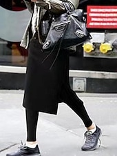 economico Leggings foderati in pile-Per donna Pantaloni in Pile Leggings Skort Streetwear Casual Lunghezza intera Naturale Semplice Elastico in vita Spacco Calore Termico Comodo All&#039;aperto Vacanza Uscire Nero Grigio chiaro Grigio scuro