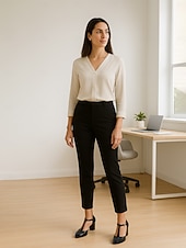 baratos Scarpins de salto bloco-Sapatos femininos de salto bloco com tira em T e fivela preta – sapatos de trabalho em couro sintético com inspiração vintage para looks de escritório e trajes para festivais de cerveja