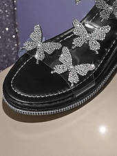 Dámské sandály s motýlím klínkem a zdobené kamínky - třpytivé boty na platformě pro noční život a klubové akce levne Noční párty-Dámské sandály s motýlím klínkem a zdobené kamínky - třpytivé boty na platformě pro noční život a klubové akce