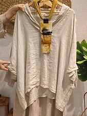 abordables Chemises-Femmes Chemises en coton et lin Couleur Unie Basique Occasionnel Manche 3/4 Col en V Hauts Longs Quotidien Noir Blanche Jaune Vert Véronèse bleu marine Été Printemps