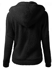 levne Texturované mikiny a svetry-Dámské Fleecová bunda Mikina s kapucí Zahřívací Pohodlné Zip Kapsy Elegantní Módní Venkovní Pevná barva Jdeme ven Běžné / Denní Víkend Zip Standardní Kapuce Běžný Dlouhý rukáv Svrchní oděvy Čern