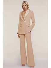 baratos Terninhos de calça da mamãe-Conjuntos de Calça em Dois Peças Elegante Convidada de Casamento Ankle Length Camisa de Manga Longa com Gola Chiffon com Botões