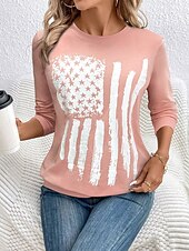 ieftine Magazin grafic Sweatshirts &amp; Hanorace-Pentru femei Hanorac pulover Grafic Dungi Casual Manșon Lung Stil Nautic Topuri obișnuite Casă Stradă Zilnice Imprimeu Alb Roz Îmbujorat Albastru piscină Maro Gri Vară Primăvară Toamnă Iarnă