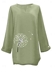 voordelige Overhemden-Dames Katoenen linnen overhemden Bloemig Basic Casual Lange mouw Overhemdkraag Normale tops Dagelijks Afdrukken Blozend Roze Marineblauw Fuchsia Groen Zomer Herfst
