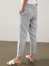 economico Pantaloni-Per donna Chinos Vacanza Casual Lunghezza intera Vita Alta A righe Tasca Fascia Elastica Stampa Comodo Morbido Confortevole Micro-elastico All&#039;aperto Streetwear Esercito verde Nero Rosa Blu Estate