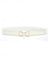 cheap Women&#039;s Belt-Women’s Bowknot Elastic Waist Belt – Faux Leather Dress Belt with Metal Buckle, Elegant Skinny Style for Office, Party or Formal Outfits