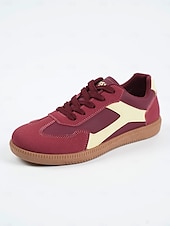 economico Sneakers da donna-Sneakers da donna verdi con lacci: scarpe casual ispirate al retrò con dettagli a contrasto bianchi per passeggiate, scuola e commissioni quotidiane