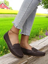 economico Slip-ons e mocassini da donna-Mocassini grigi da donna – Scarpe pieghevoli morbide con suola antiscivolo per viaggi su strada guida e commissioni quotidiane