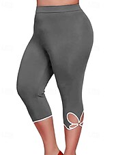 olcso Sima leggings-Női Capri nadrágok Leggingek Kényelmes leggings Alkalmi Sportruházat Borjú-hossz Magas derék Sima Rugalmas derék Lélegzési képesség Nyúlós Vakáció Utca Hétköznapi viselet Fekete Szürke Nyár Tavasz