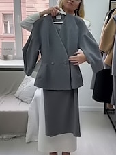 abordables Ensembles de robes pour maman-Ensembles de Robes Robe Mère de la Mariée Formelle Invitée de Mariage Élégante Col en V Longueur au Sol Polyester Manches Longues avec Boutons