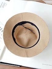 voordelige Dameshoeden-Opvouwbare polyester zonnehoed met brede rand voor dames met gespdetail - opvouwbare zomerstrandhoed voor reizen, tuinieren en buitenactiviteiten