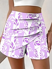 cheap Graphic Shorts-Women&#039;s Chinos Shorts Vacation Vintage Ethnic Style Short Medium Waist Pleated Vacation Street Daily Pinky Amethyst Robin&#039;s Egg Blue Green Summer Spring Regular Fit