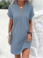 ieftine Rochie simplă-Rochie Mini Femei Rochie Corset Rochie T Shirt Rochie Tee Rochie Shift Rochie Casual Vacanță Daily Regular Fit Grafic Mâneci Scurte Guler în V Negru Roz Vin Albastru Vară