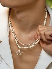 cheap Men&#039;s Jewelry-Men&#039;s Tribal Beaded Sun Pendant Necklace – Retro Bohemian Layered Jewelry with Adjustable Length for Beach, Festival and Casual Summer Outfits