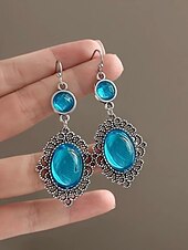 abordables Boucle d&amp;#39;oreille pour femme-Boucles d&#039;oreilles pendantes gothiques vintage pour femmes avec pierre précieuse rouge, design pendant en filigrane d&#039;argent antique pour fête d&#039;Halloween et cosplay