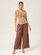 economico Bluse e camicie-maglia elasticizzata vintage con scollo a V