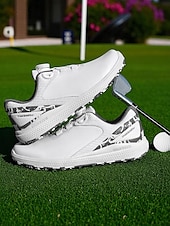 abordables Zapatos de Golf para Mujeres-Zapatos de golf ligeros para mujer: zapatillas deportivas modernas con detalles en rosa para la práctica diaria del golf y actividades al aire libre en verano.