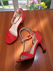 billige Kjole Sandaler-hvite damesandaler med ankelreim og hæl – elegante stilettosko med åpen tå for uformelle dater og hverdagsantrekk