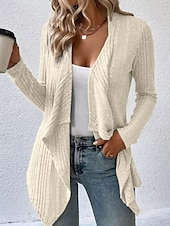 abordables Cardigans et vêtements d&#039;extérieur-Femmes Veste Décontractée Respirant Confortable Ourlet irrégulier Occasionnel Uni Vacances Rue Occasionnel Tenue quotidienne Ouvert devant Régulier Sans Col Coupe régulière manche longue Vêtements