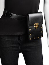 billiga Crossbodyväskor-Bohemisk westernmidjeväska i konstläder för kvinnor med vintagespänne, retro nitdetaljer och handsfree-telefonhållare, lämplig för festivaler, resor och dagligt utomhusbruk