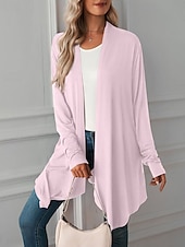 abordables Cardigans et vêtements d&#039;extérieur-Femmes Pull Cardigan Vacances Mode Quotidien Couleur Unie Côtelé Ouvert devant Tricoté manche longue Hauts Longs Tricoter Fête Sortir Week-end Noir Blanche Automne Hiver