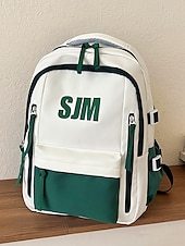 preiswerte College-Rucksäcke-Preppy-Rucksack für Damen in mehreren Farben mit SJM-Logo – leicht und robust mit verstellbaren Schultergurten, geeignet als Freizeittasche und Schultasche für den täglichen Gebrauch