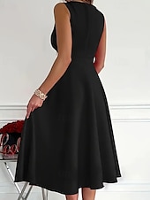 abordables Robe Simple-Femmes Robe Midi Robe d&#039;été Mode Moderne Extérieur Vacances Quotidien Coupe régulière Uni Sans manches Col en V Noir Rouge Bleu Été