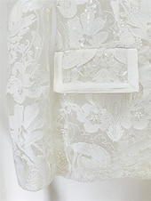 baratos Terninhos de calça da mamãe-Conjunto de Calças Vestido da Mãe da Noiva Vestido Elegante Colarinho de Camisa Comprimento do Tornozelo Renda Mangas Longas com Cor Sólida