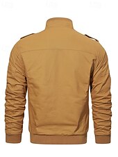 cheap Cargo Jackets-Men&#039;s Trucker Jacket Cargo Jacket Casual Jacket Vacation Daily Pocket Spring Fall Plain Fashion Classic Stand Collar Regular Black Khaki Army Green Jacket