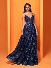 levne Polos formální / Koktejl-Šaty ve tvaru A pro Quinceanera Elegantní Šaty Formální Svatební Dlouhé bez rukávů V Výstřih Polyester Bez zad s plizé