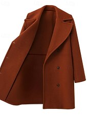 preiswerte Wintermäntel-Damen Parka Warm Bequem Knöpfe Tasche Mode Einfach Täglich Ausgehen Doppelreihig Lang Umlegekragen Normale Passform Langarm Oberbekleidung Schwarz Wein Khaki Herbst Winter