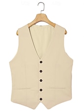 billige Uformelle dresser-herre lindresser strand bryllup sommerdresser ensfarget 3-delt skreddersydd passform enkeltspent to-knapper beige himmelblå hvit