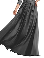 economico Lunghezza del pavimento-Abito da sposa a trapezio, elegante, con scollo a giro, lunghezza al pavimento, maniche a 3/4, con pieghe, tinta unita, 2025