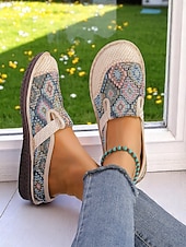voordelige Damesklompen &amp; Muiltjes-Etnische instappers voor dames – vintage-geïnspireerde comfortabele platte schoenen voor tuinwandelingen, natuurreizen en boho-outfits