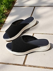 abordables Sandalias deslizantes-Sandalias de malla tejida de colores para mujer: sandalias ligeras con punta abierta y comodidad aireada, perfectas para recados en la ciudad, paseos por la playa y relajación en el patio.