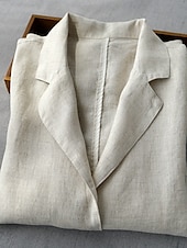 abordables Chemises-Femmes Blazer Confortable Respirant Avec Poches Boutons Occasionnel Uni Bureau Rue Occasionnel Tenue quotidienne Simple Boutonnage Régulier Col Rabattu Coupe Ample manche longue Vêtements d&#039;extérieur