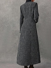 voordelige Vloerlengte-Zwart en Wit Tweekleurig Blazerjurk Tuxedojurk Bruid van de Moeder Jurk Elegante Simpele Luxe V-hals Revers Vloerlengte Split Lange Mouw met Metalen Knopen