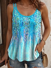 ieftine top floral fără mâneci-Pentru femei Camisole Tank Top Ombre Floral Grafic Epocă Stilat Fără manșon Scoateți gâtul Topuri obișnuite Zilnic Concediu Imprimeu Galben Roșu-aprins Albastru piscină Mov Trifoi Vară Primăvară