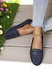 economico Slip-ons e mocassini da donna-Mocassini grigi da donna – Scarpe pieghevoli morbide con suola antiscivolo per viaggi su strada guida e commissioni quotidiane