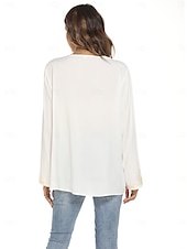 preiswerte Damen Einfache Oberteile-Damen Boho-Hemd Einfach Bohemien Lässig Langarm Glockenärmel U-Ausschnitt Normale Oberteile Arbeit Täglich Ausgehen Bestickt Weiß Sommer Frühling Herbst